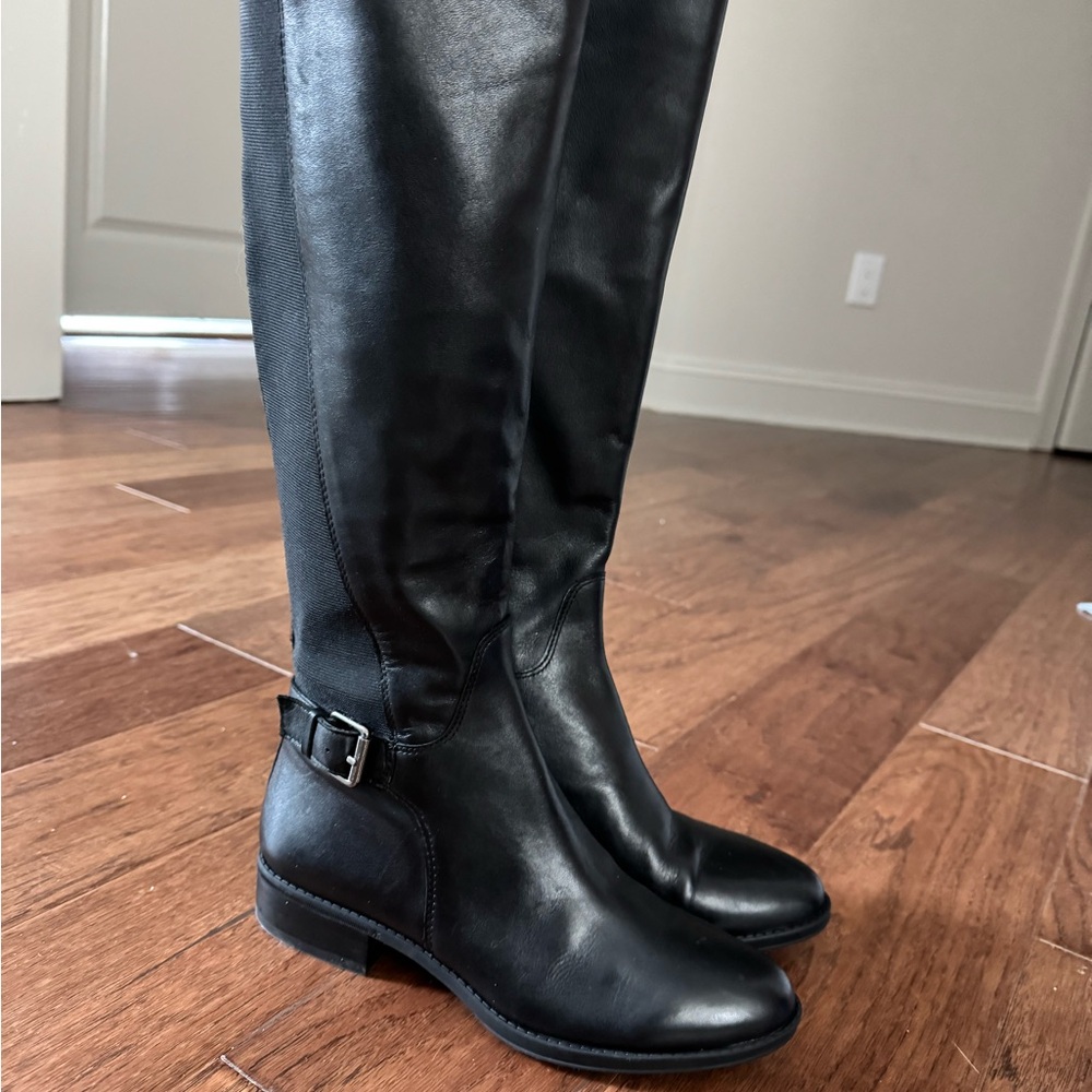 Women's Sam Edelman Paxten Black Leather Tall  Riding Boots